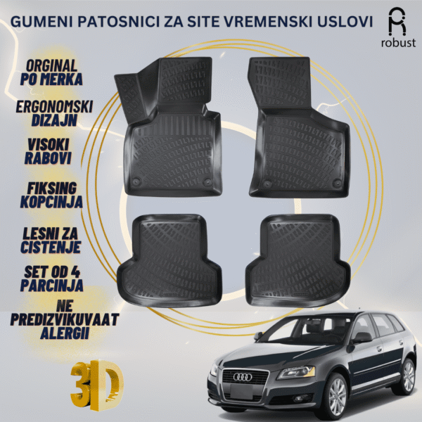 ROBUST 3D Gumeni patosnici korito Audi A3 2003-2013 SB 8PA