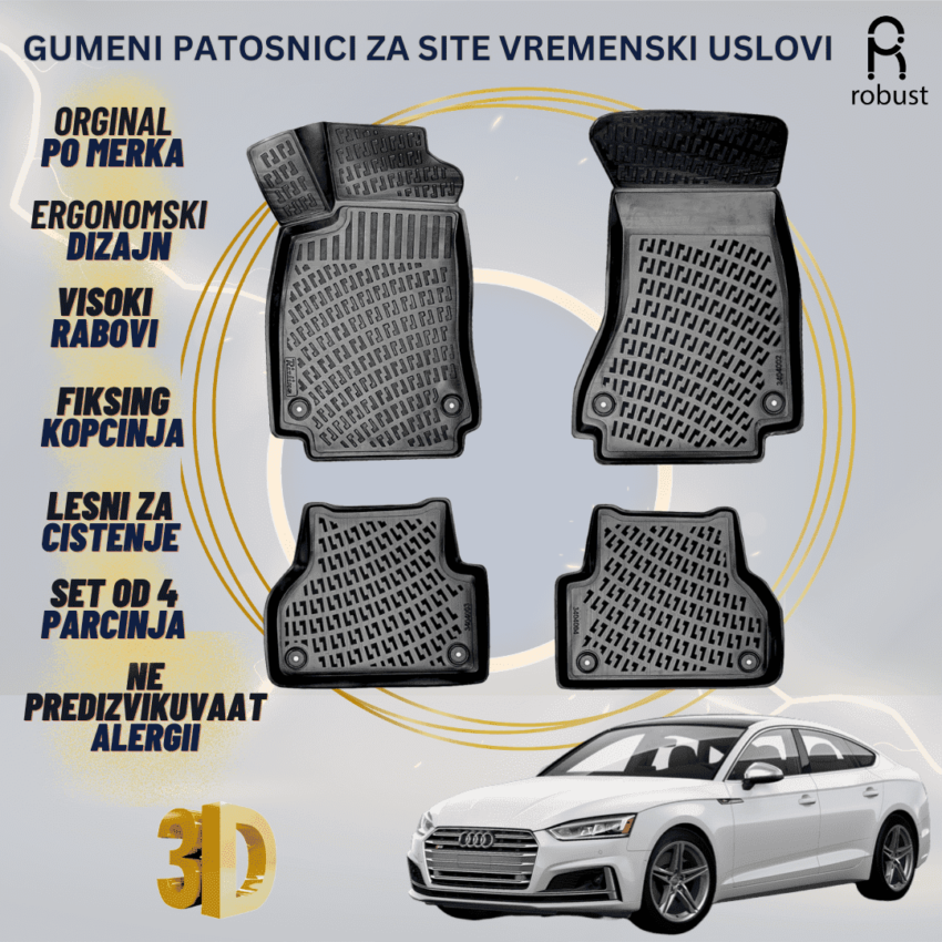 www.samad.mk-3D gumeni patosnici za Audi A5 Sportback F5 FL 2019 - 2016- Patosnici Robust za site vremenski uslovi (1)