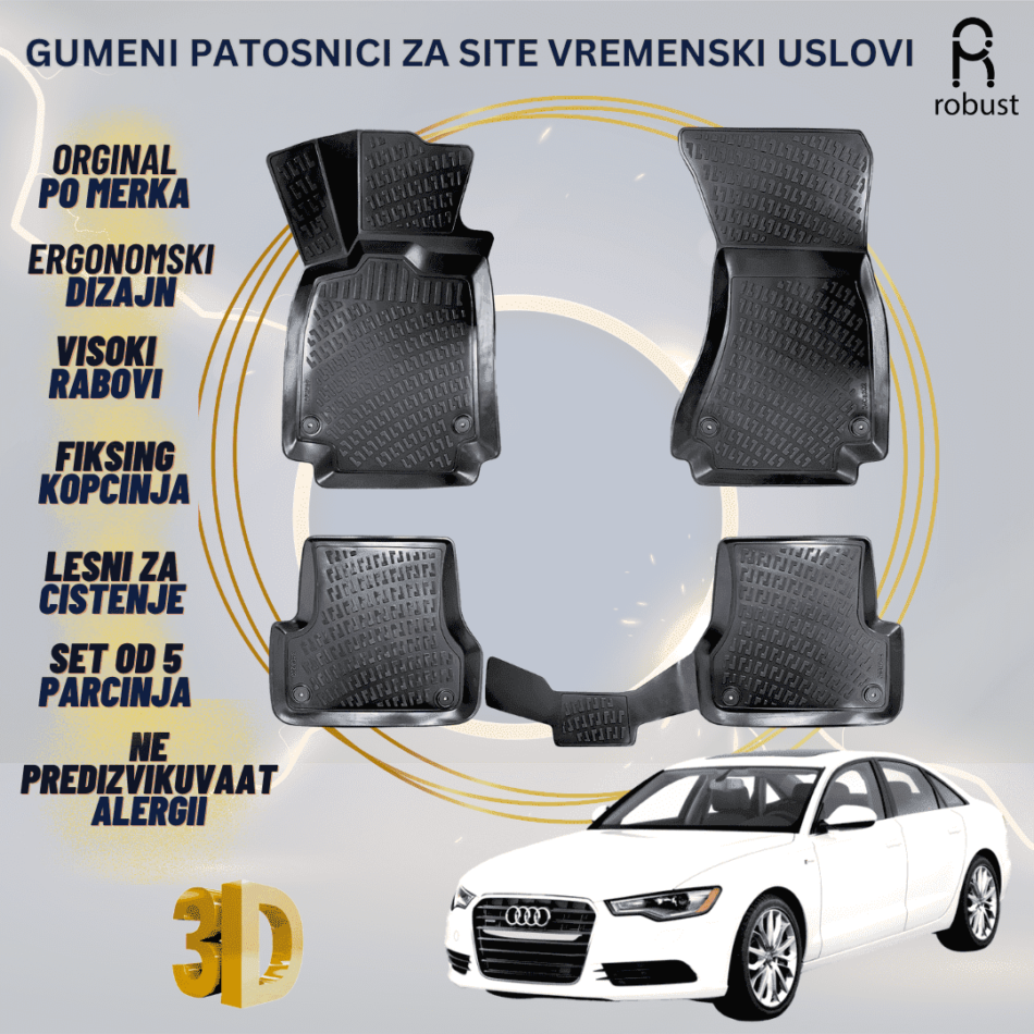 www.samad.mk-3D gumeni patosnici za Audi A6 4G C7 FL 2014 - 2011-2016 Patosnici Robust za site vremenski uslovi (1)