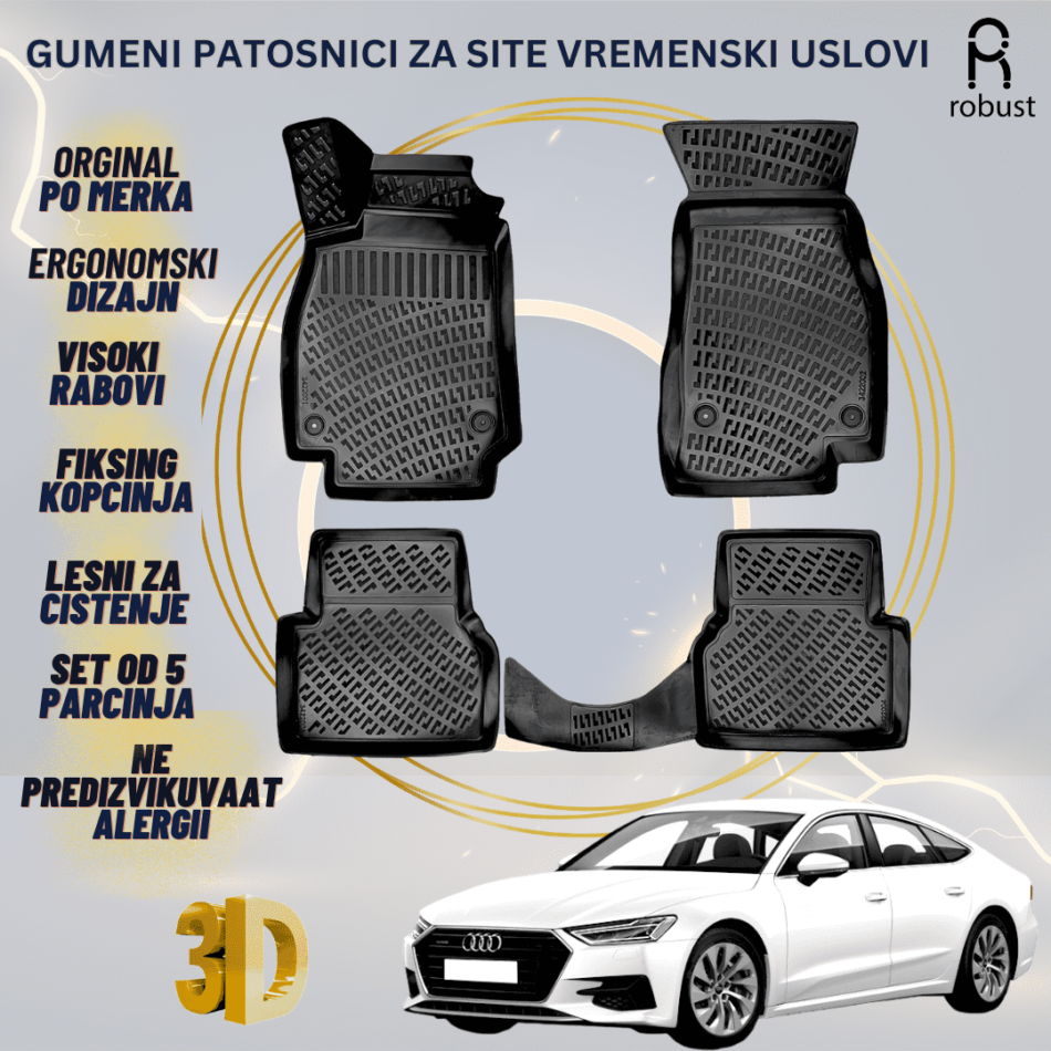 www.samad.mk-3D gumeni patosnici za Audi A7 2018- Patosnici Robust za site vremenski uslovi