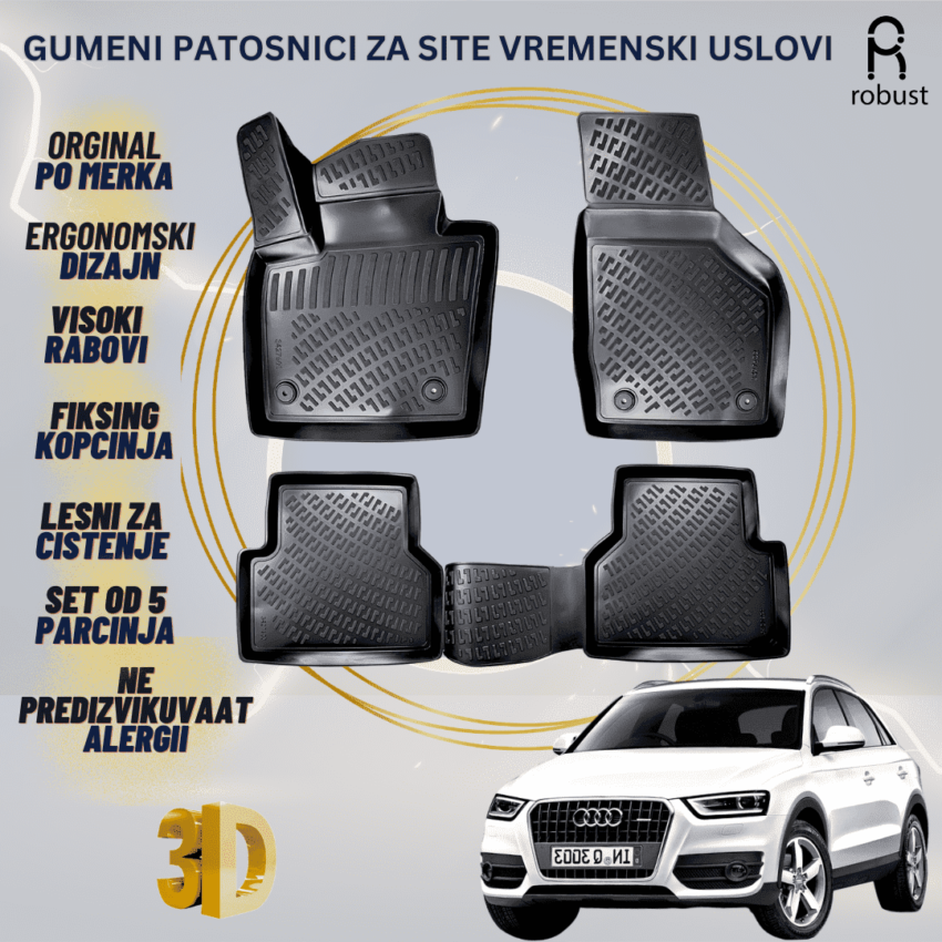 www.samad.mk-3D gumeni patosnici za Audi Q3 8U FL 2014 - 2012-2018 Patosnici Robust za site