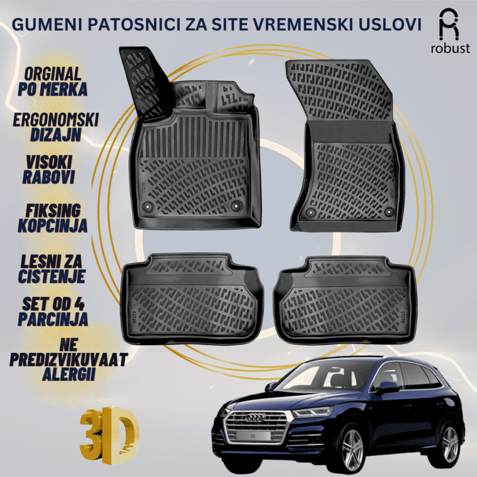 www.samad.mk-3D gumeni patosnici za Audi Q5 II FYFL 2020 - 2016- Patosnici Robust za site vremenski uslovi