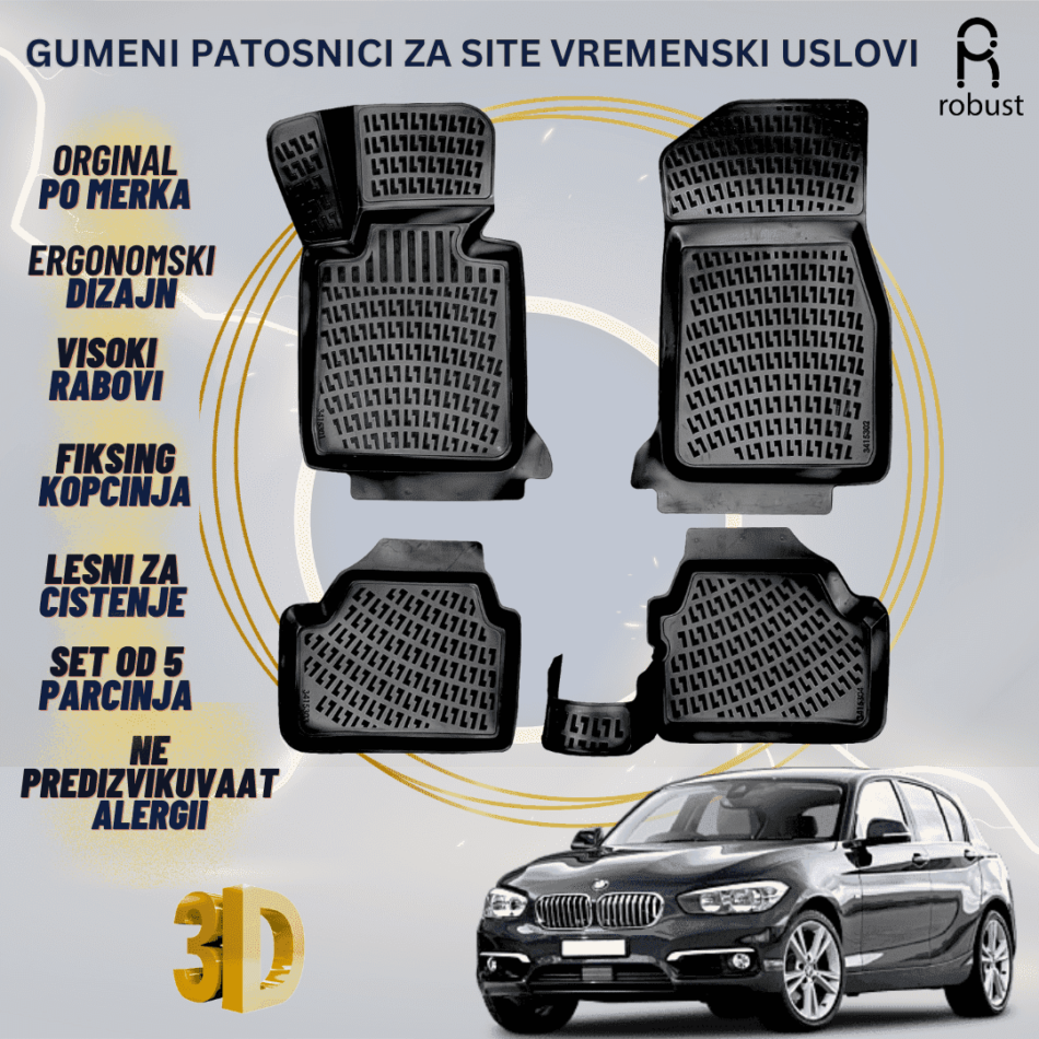 www.samad.mk-3D gumeni patosnici za BMW 1 Series F20 2011-2019 Patosnici Robust za site vremenski uslovi