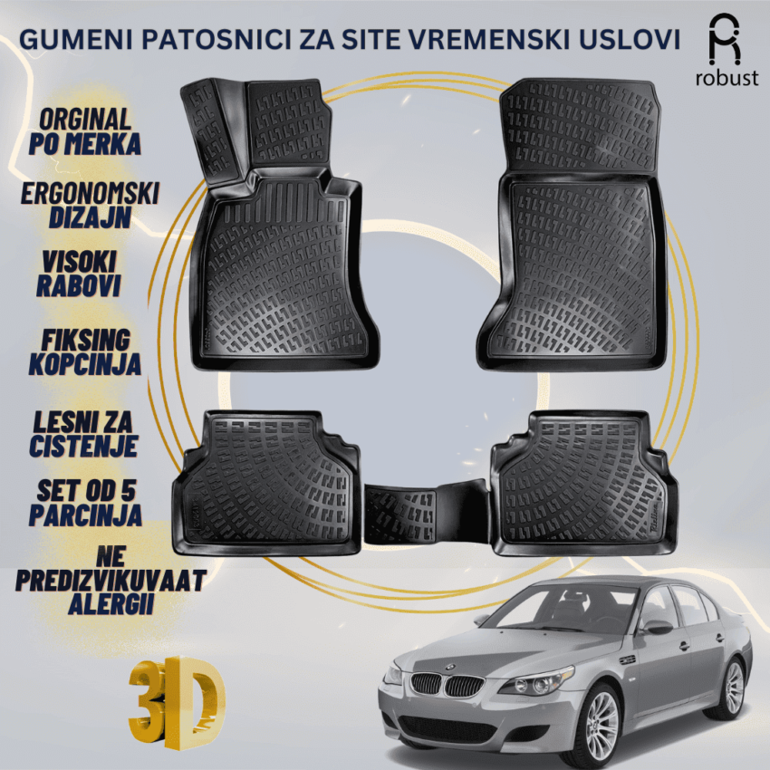 www.samad.mk-3D gumeni patosnici za BMW 5 Series E60 2003-2010 Patosnici Robust za site vremenski uslovi