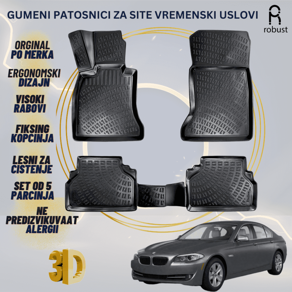 www.samad.mk-3D gumeni patosnici za BMW 5 Series F10F11 2010-2013 Patosnici Robust za site vremenski uslovi