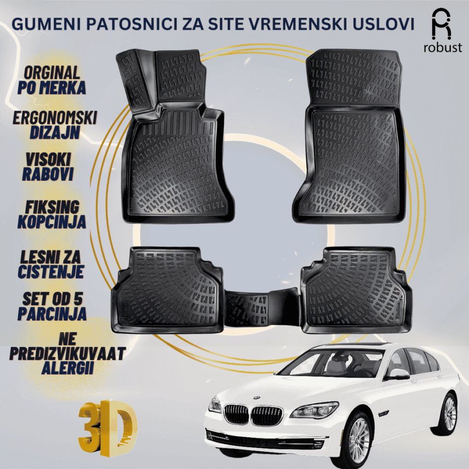 www.samad.mk-3D gumeni patosnici za BMW 7 Series F01 2008-2015 Patosnici Robust za site vremenski uslovi