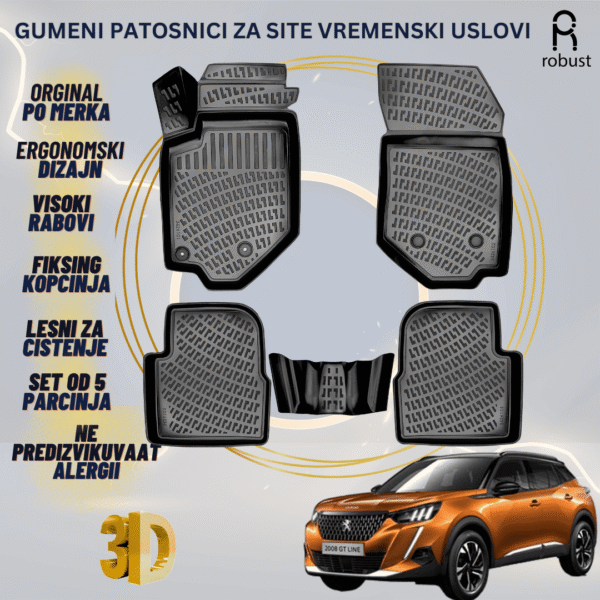 ROBUST 3D Gumeni patosnici korito Peugeot 2008 2019->