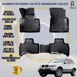 www.samad.mk-3D gumeni patosnici za BMW X5 E53 2000-2006 Patosnici Robust za site vremenski uslovi