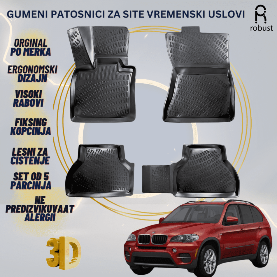 www.samad.mk-3D gumeni patosnici za BMW X5 E70 2007-2013 Patosnici Robust za site vremenski uslovi