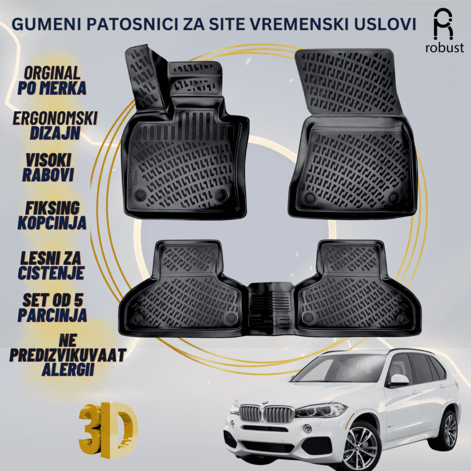 www.samad.mk-3D gumeni patosnici za BMW X5 F15 2013-2018 Patosnici Robust za site vremenski uslovi