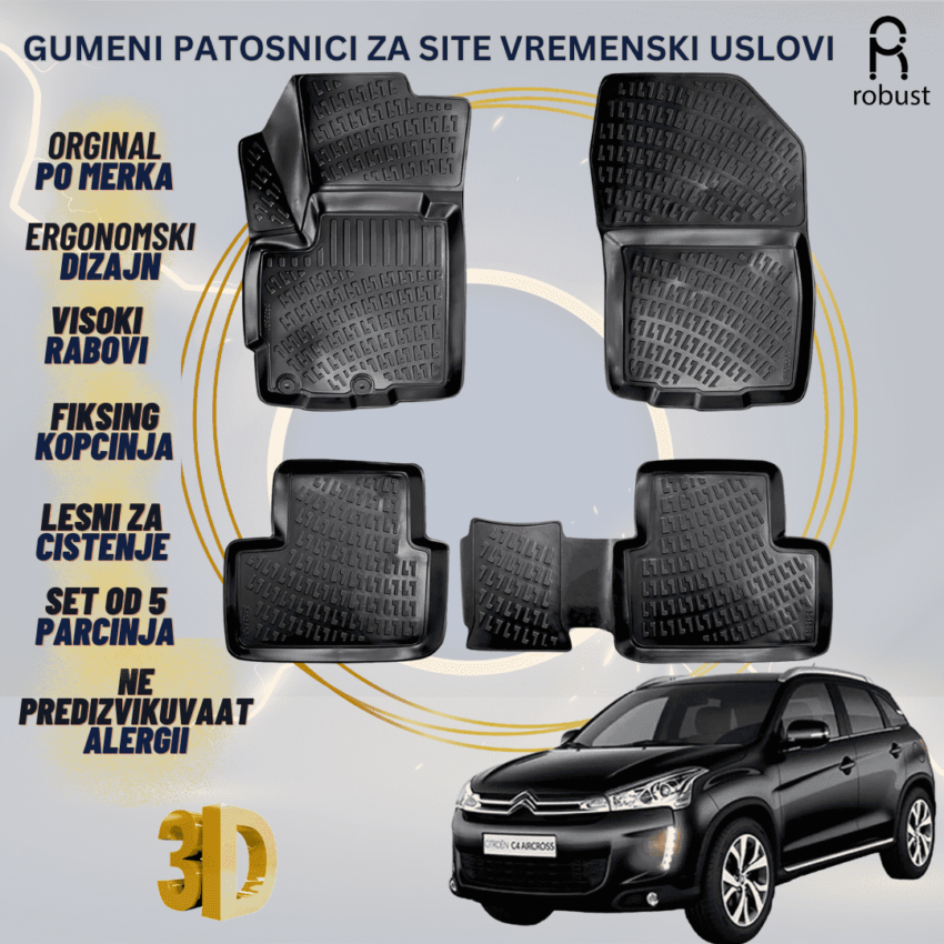 www.samad.mk-3D gumeni patosnici za CITROEN C4 AIRCROSS 2012-2017 Patosnici Robust za site vremenski uslovi