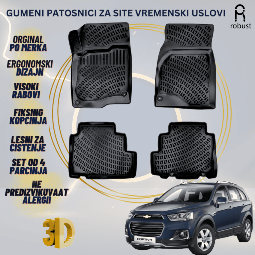 www.samad.mk-3D gumeni patosnici za Chevrolet Captiva 2006-2018 Patosnici Robust za site vremenski uslovi