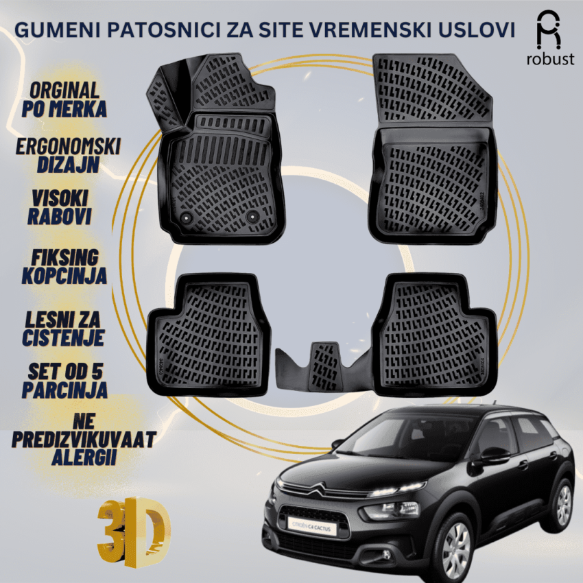 www.samad.mk-3D gumeni patosnici za Citroen C4 Cactus 2014- Patosnici Robust za site vremenski uslovi