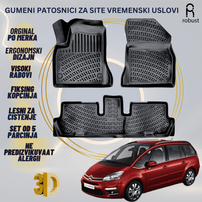 ROBUST 3D Gumeni patosnici korito Citroen C4 Grand Picasso 2006-2013Picasso