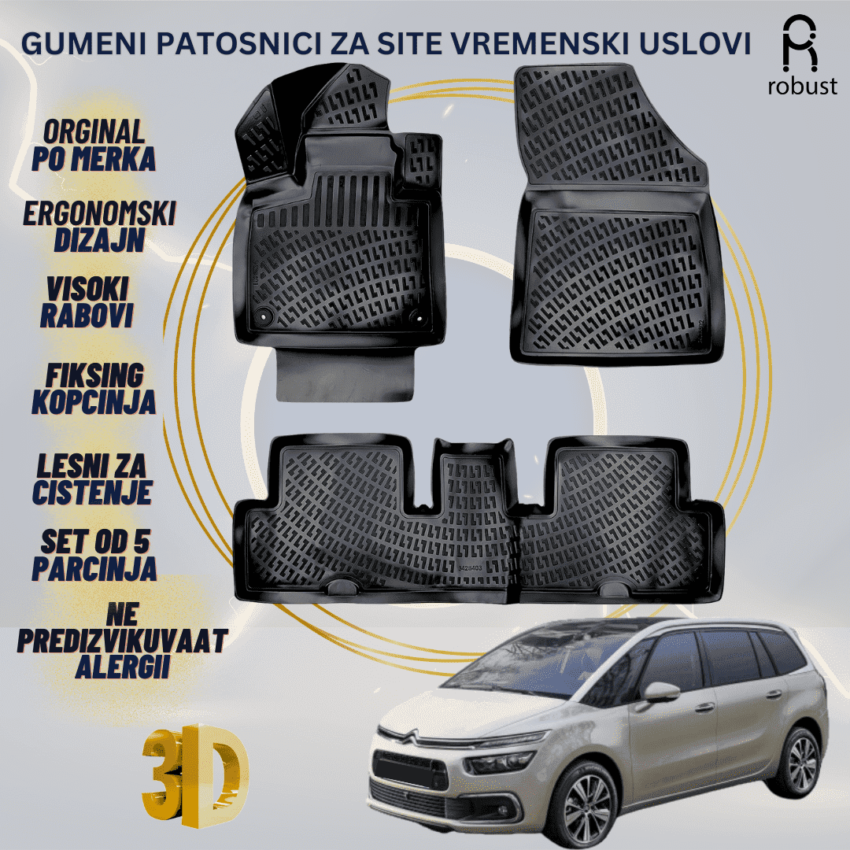 www.samad.mk-3D gumeni patosnici za Citroen C4 Grand Picasso 2013- Patosnici Robust za site vremenski uslovi