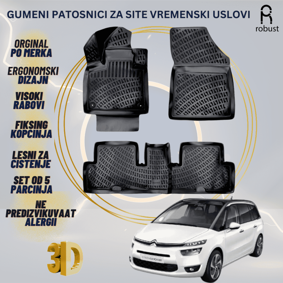 www.samad.mk-3D gumeni patosnici za Citroen C4 Picasso 2013- Patosnici Robust za site vremenski uslovi