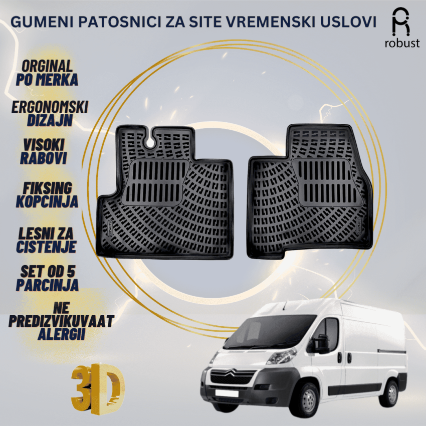 www.samad.mk-3D gumeni patosnici za Citroen Jumper 2006- Patosnici Robust za site vremenski uslovi