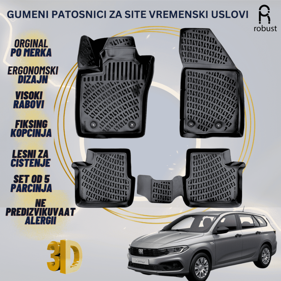 www.samad.mk-3D gumeni patosnici za Fiat Tipo Wagon 2015- Patosnici Robust za site vremenski uslovi