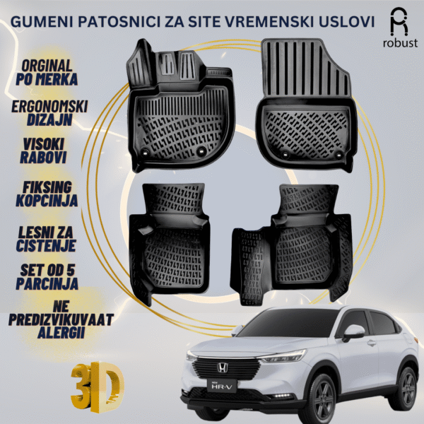 www.samad.mk-3D gumeni patosnici za HR-V 2022- Patosnici Robust za site vremenski uslovi