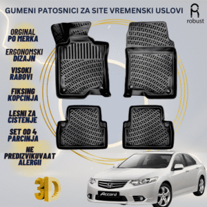 www.samad.mk-3D gumeni patosnici za Honda Accord 2007-2012 Patosnici Robust za site vremenski uslovi