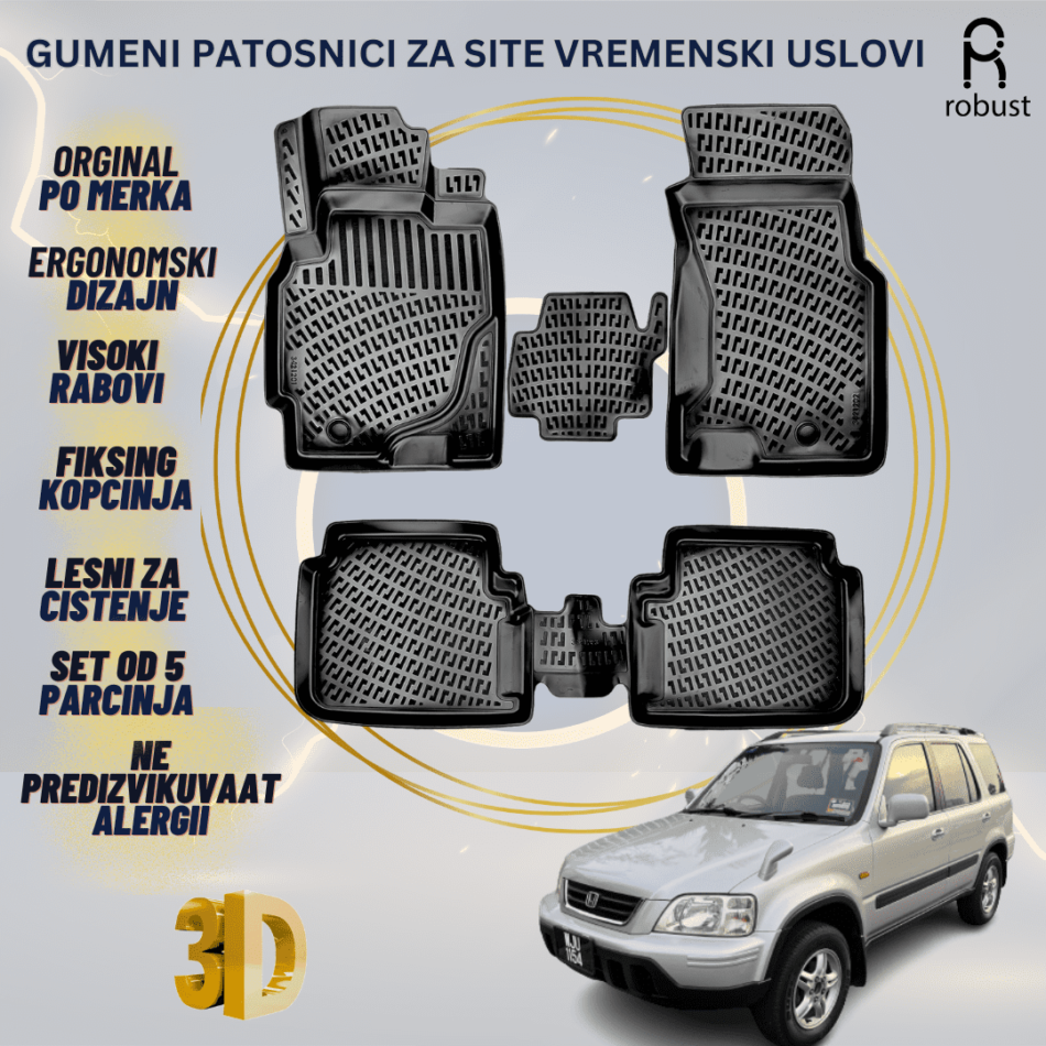 www.samad.mk-3D gumeni patosnici za Honda CR-V МК1 1995-2002 Patosnici Robust za site vremenski uslovi