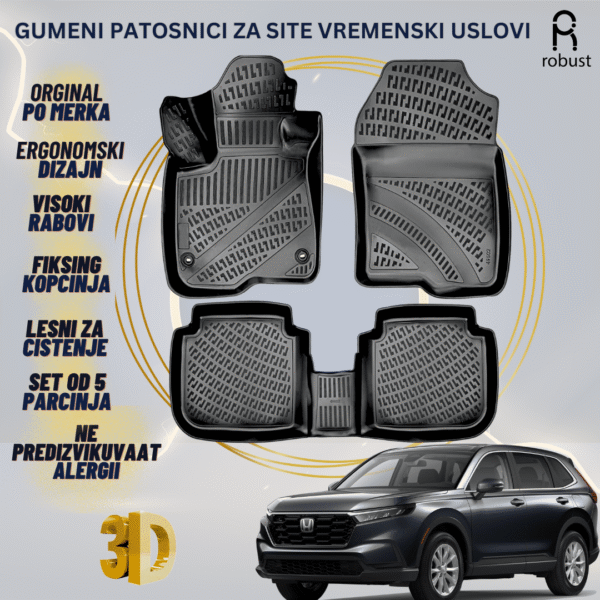 www.samad.mk-3D gumeni patosnici za Honda CR-V МК6 2023- Patosnici Robust za site vremenski uslovi