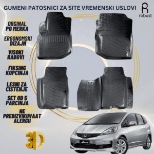 www.samad.mk-3D gumeni patosnici za Honda Jazz 2008-2015 Patosnici Robust za site vremenski uslovi