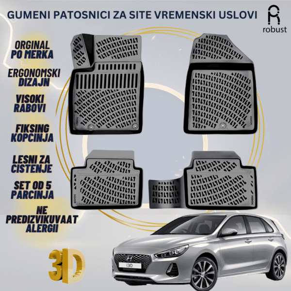 www.samad.mk-3D gumeni patosnici za Hyundai I30 МК3 2016- Patosnici Robust za site vremenski uslovi