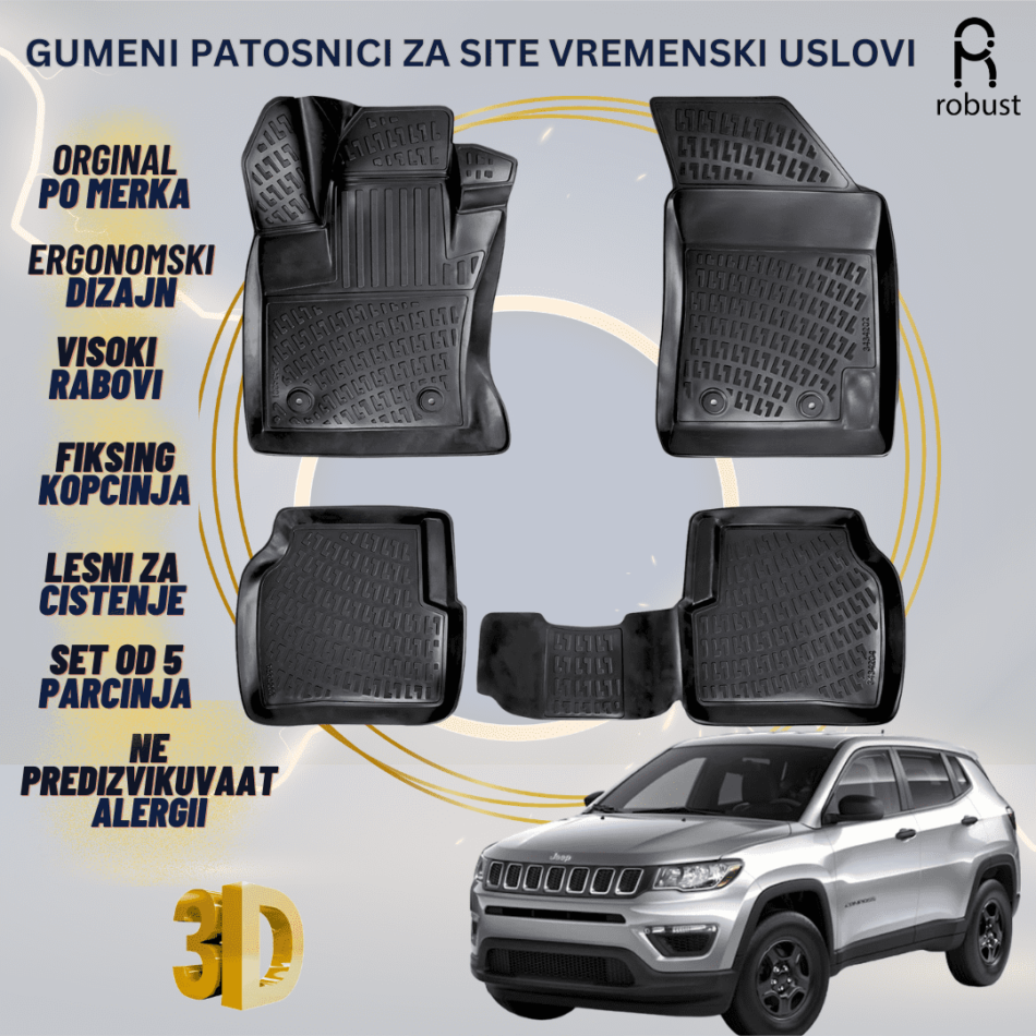 www.samad.mk-3D gumeni patosnici za Jeep Compass МК2 MP 2017- Patosnici Robust za site vremenski uslovi