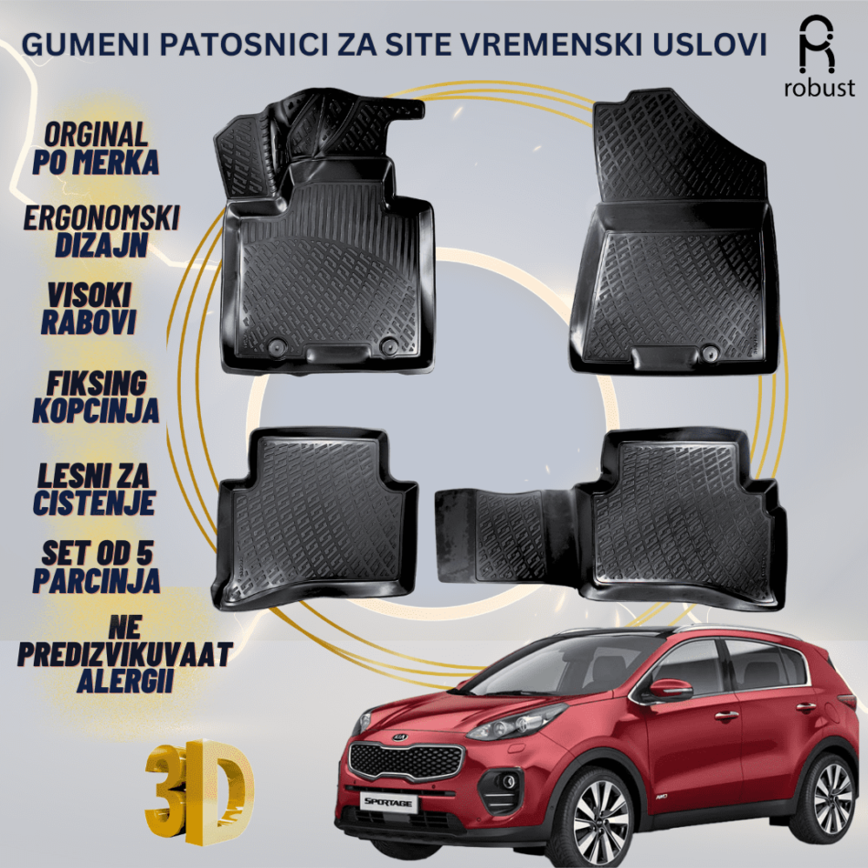 www.samad.mk-3D gumeni patosnici za Kia Sportage МК 4 QL 2016-2021 Patosnici Robust za site vremenski uslovi