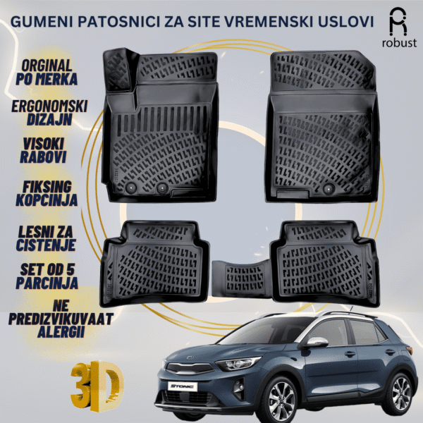 www.samad.mk-3D gumeni patosnici za Kia Stonic YB SUV 2017- Patosnici Robust za site vremenski uslovi