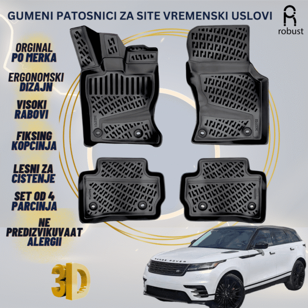 www.samad.mk-3D gumeni patosnici za Land Rover Range Rover Velar L560 2017- Patosnici Robust za site vremenski uslovi