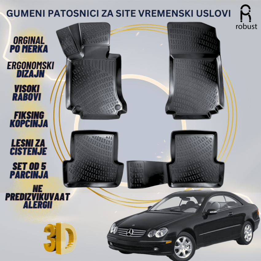 www.samad.mk-3D gumeni patosnici za MB CLK C209 2002-2010 Patosnici Robust za site vremenski uslovi