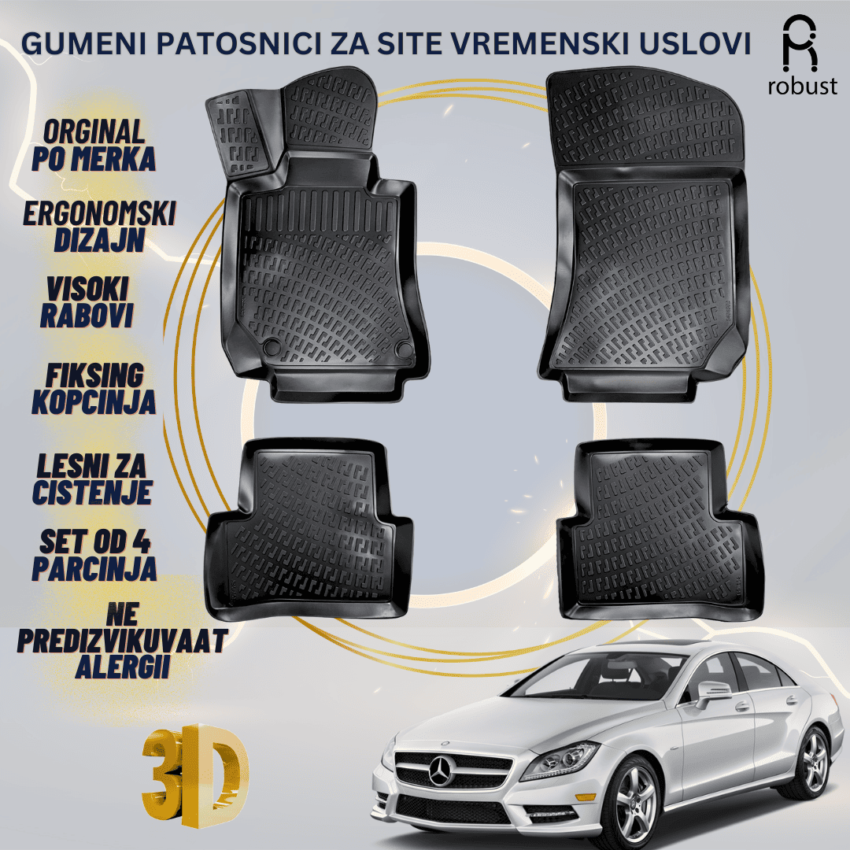 www.samad.mk-3D gumeni patosnici za MB CLS C218 2010-2018 Patosnici Robust za site vremenski uslovi