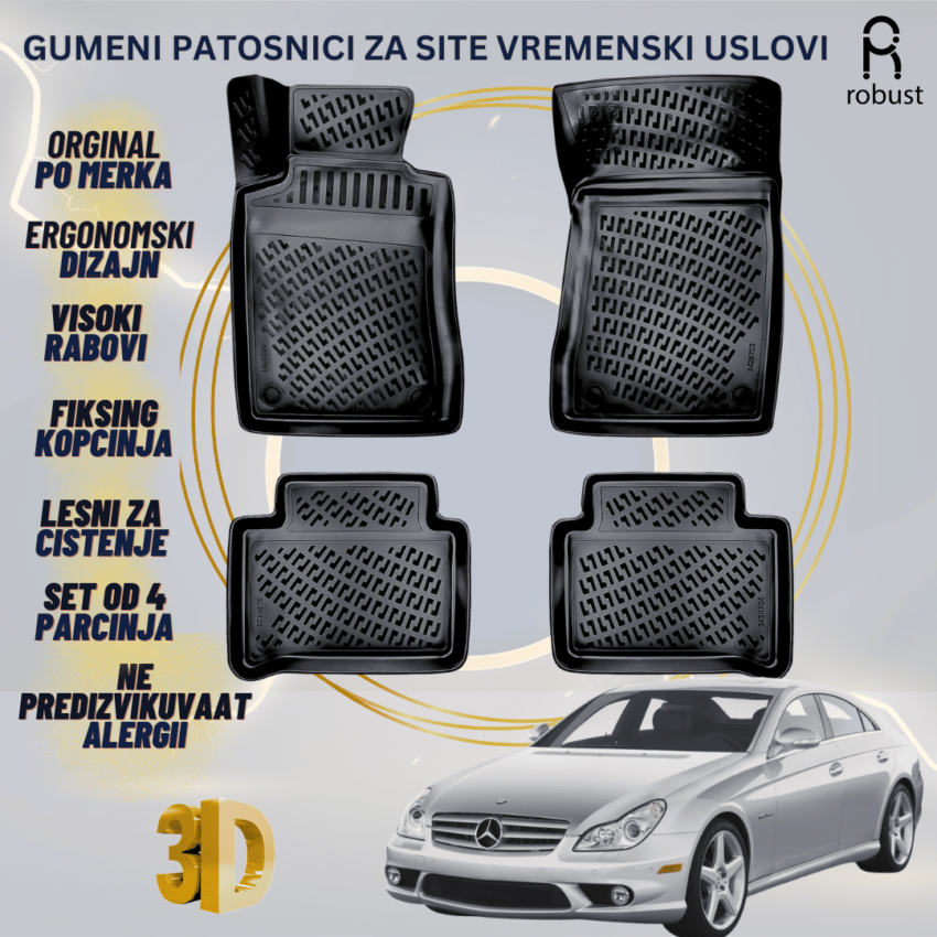 www.samad.mk-3D gumeni patosnici za MB CLS C219 2004-2010 Patosnici Robust za site vremenski uslovi