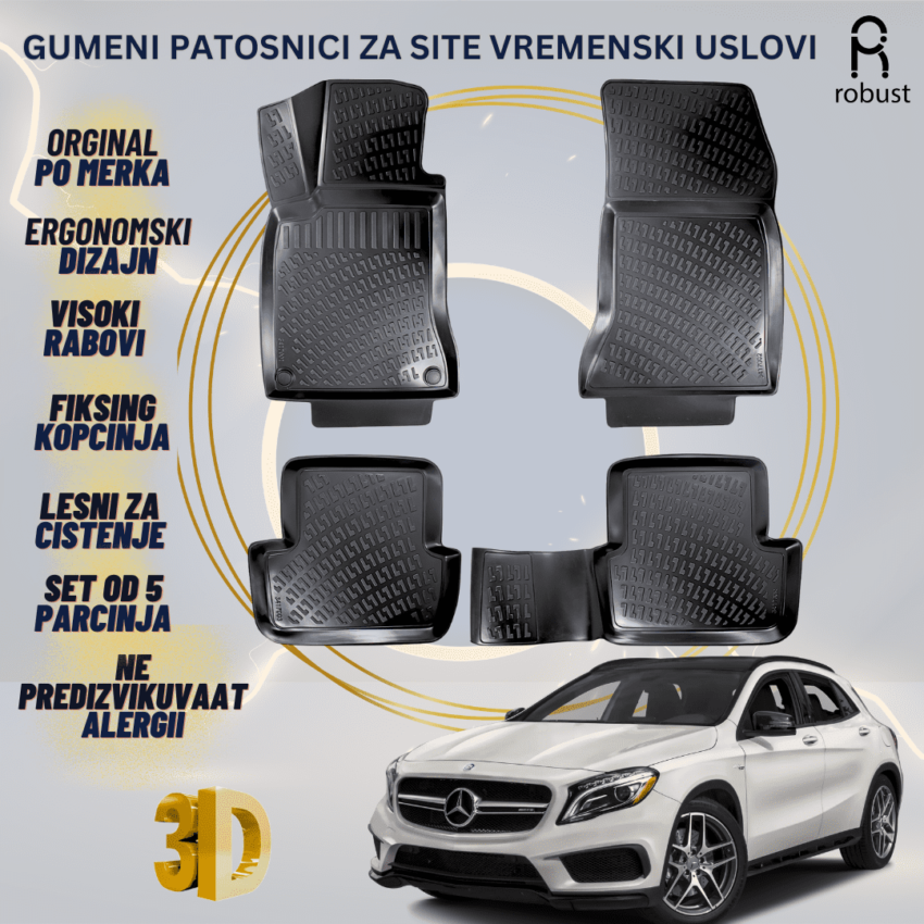 www.samad.mk-3D gumeni patosnici za MB GLA МК1 X156 2014-2020 Patosnici Robust za site vremenski uslovi