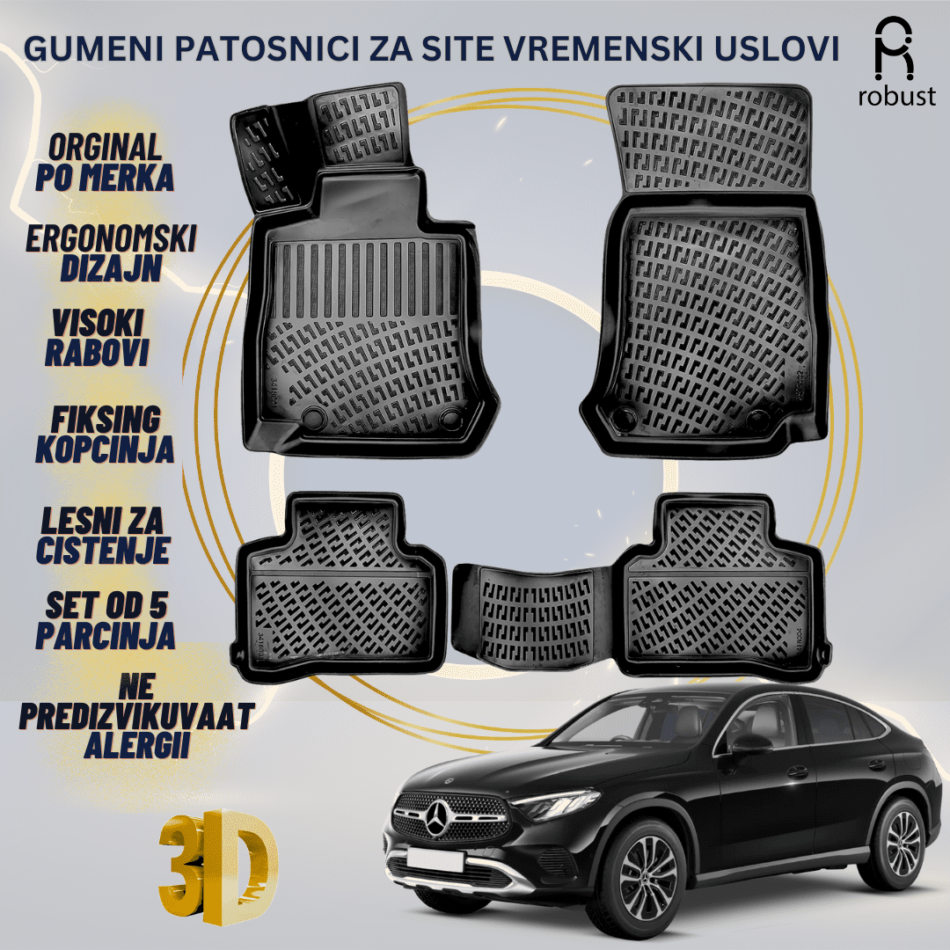 www.samad.mk-3D gumeni patosnici za MB GLC-Class COUPE C254 2023- Patosnici Robust za site vremenski uslovi