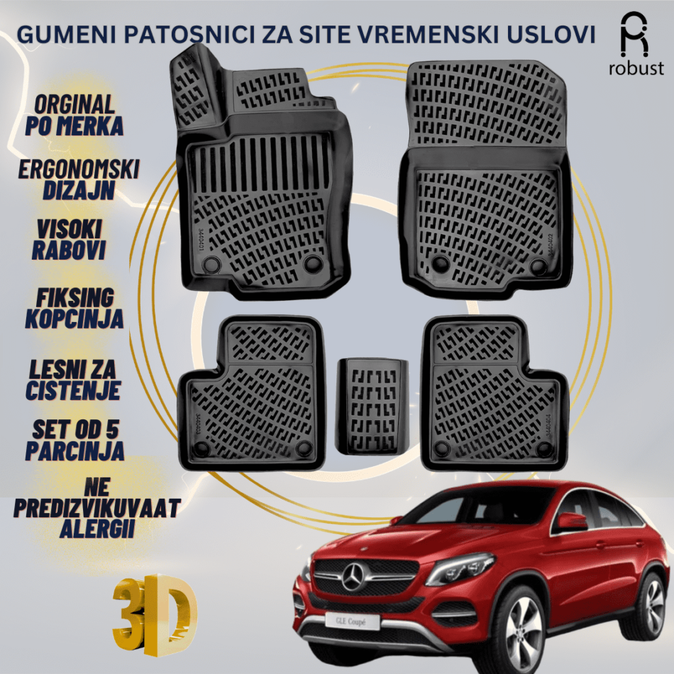 www.samad.mk-3D gumeni patosnici za MB GLE Class Coupe C292 2015-2019 Patosnici Robust za site vremenski uslovi