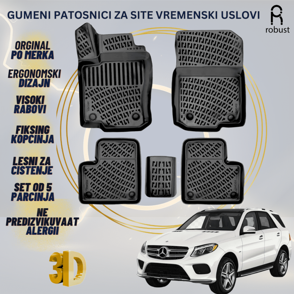 www.samad.mk-3D gumeni patosnici za MB GLE W166 2016-2019 Patosnici Robust za site vremenski uslovi