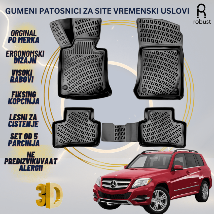 www.samad.mk-3D gumeni patosnici za MB GLK-Class X204 2015-2019 Patosnici Robust za site vremenski uslovi