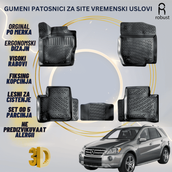 www.samad.mk-3D gumeni patosnici za MB ML-Class W164 2006-2011 Patosnici Robust za site vremenski uslovi
