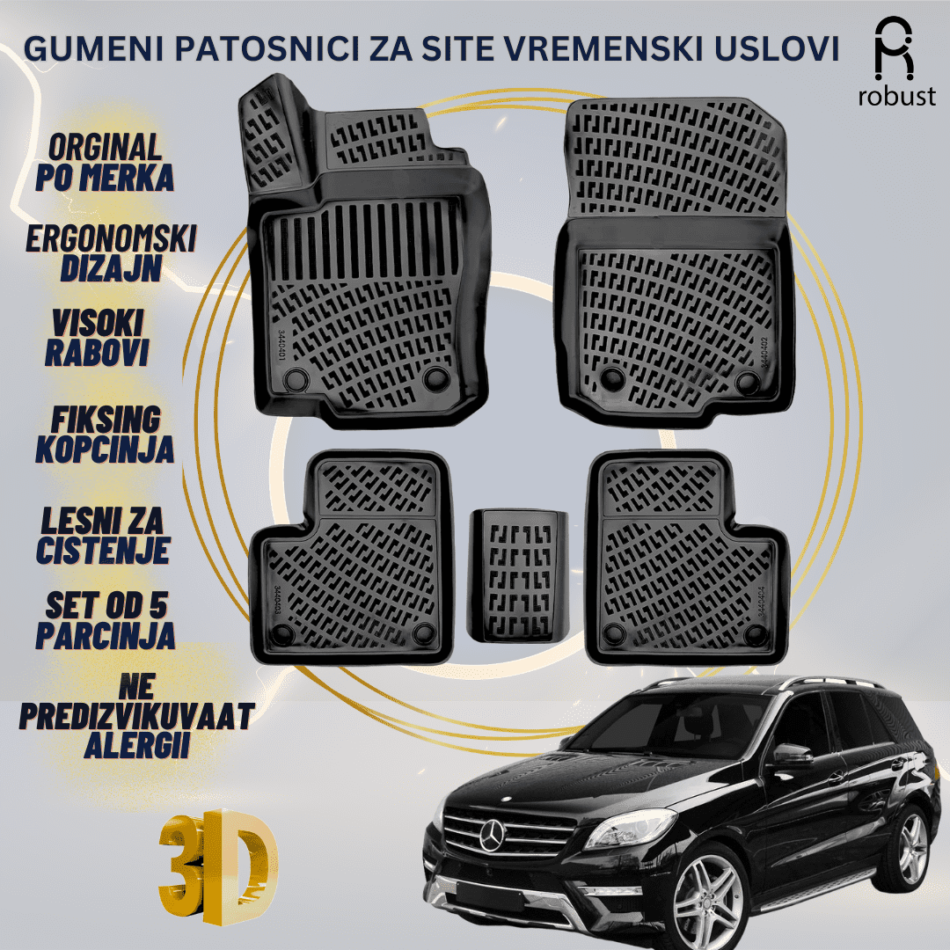 www.samad.mk-3D gumeni patosnici za MB ML-Class W166 2012-2015 Patosnici Robust za site vremenski uslovi