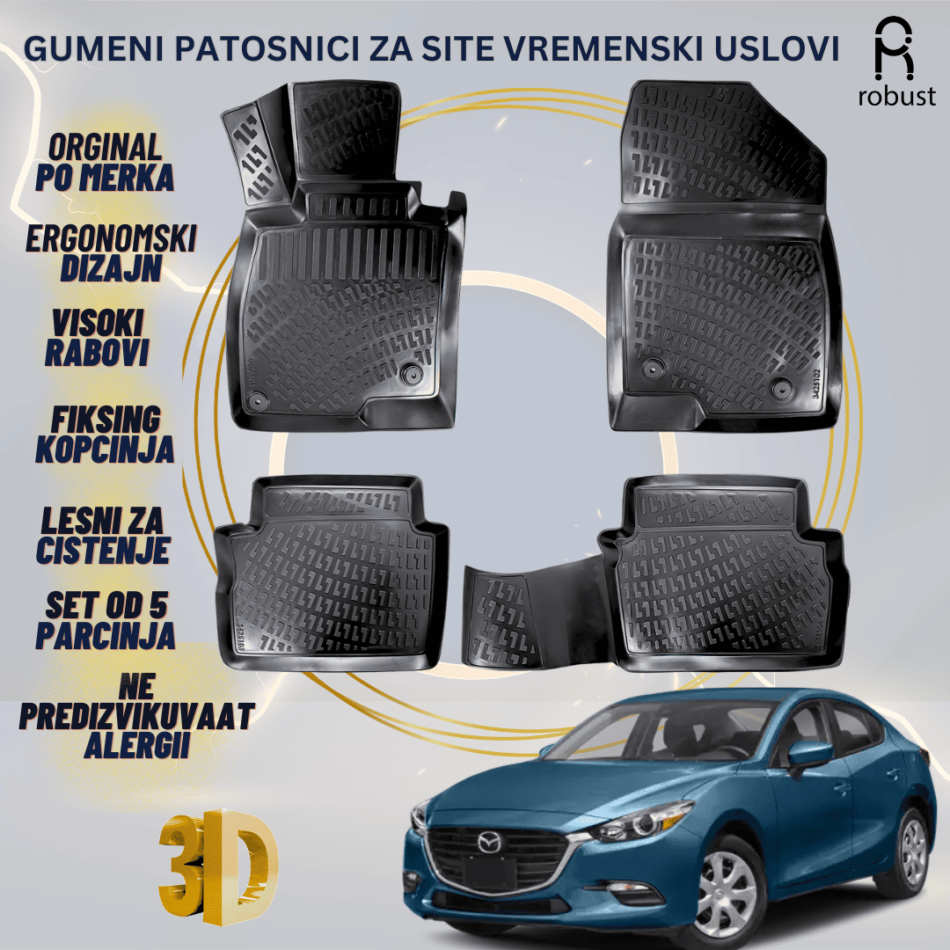 www.samad.mk-3D gumeni patosnici za Mazda 3 МК 3 Sedan 2013-2019 Patosnici Robust za site vremenski uslovi