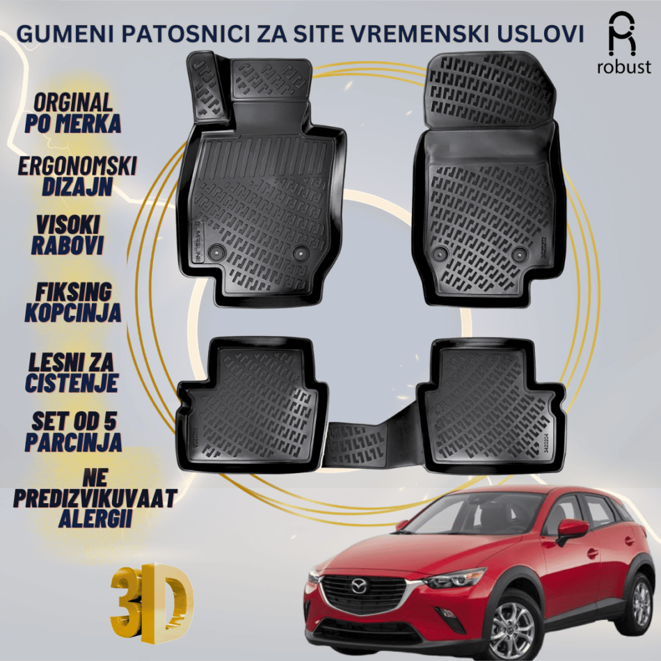 www.samad.mk-3D gumeni patosnici za Mazda CX-3 DK 2015- Patosnici Robust za site vremenski uslovi