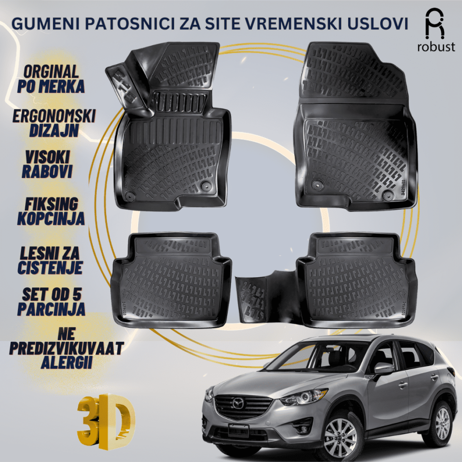 www.samad.mk-3D gumeni patosnici za Mazda CX5 МК1 KE 2012-2017 Patosnici Robust za site vremenski uslovi