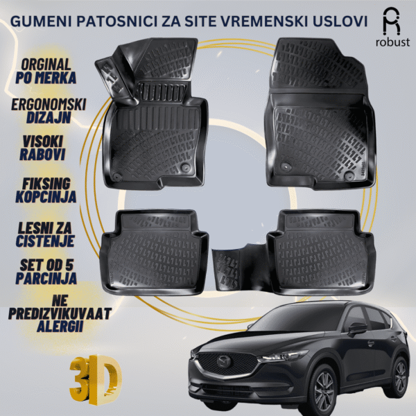www.samad.mk-3D gumeni patosnici za Mazda CX5 МК2 KF 2017- Patosnici Robust za site vremenski uslovi