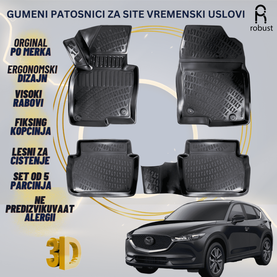 www.samad.mk-3D gumeni patosnici za Mazda CX5 МК2 KF 2017- Patosnici Robust za site vremenski uslovi