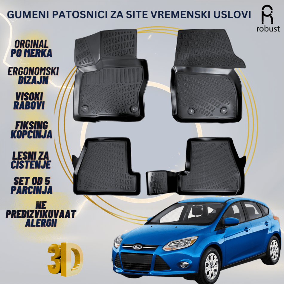 www.samad.mk-3D gumeni patosnici za ord Focus МК 3 2011-2014 Patosnici Robust za site vremenski uslovi