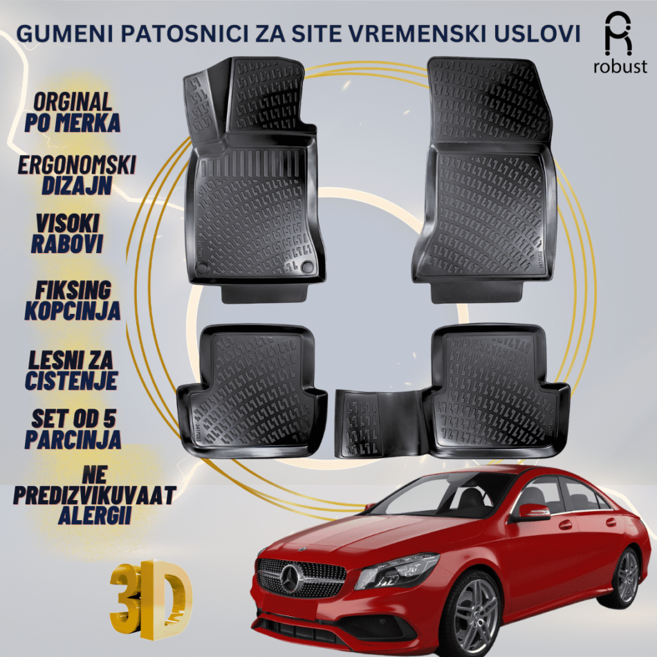 www.samad.mk-3D gumeni patosnici za MB CLA C117 2013-2019 Patosnici Robust za site vremenski uslovi