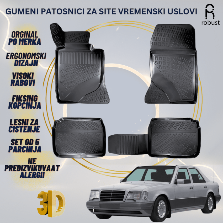 www.samad.mk-3D gumeni patosnici za MB E-Class W124 1986-1994 Patosnici Robust za site vremenski uslovi